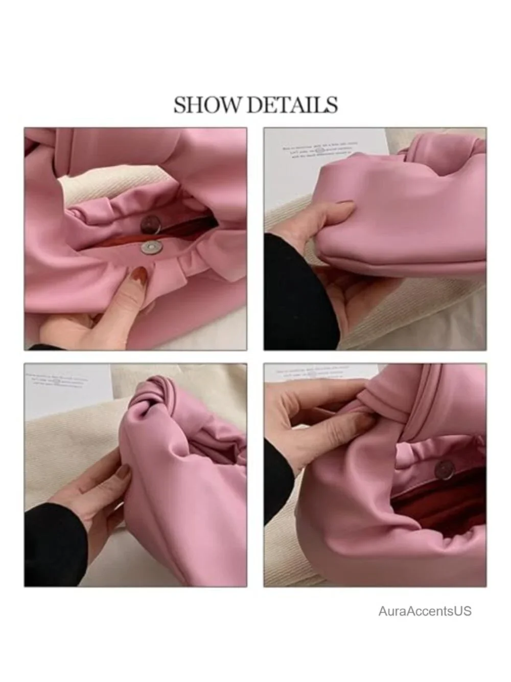 Wrinkled PU Leather Cloud Shape Knotted Hobo Handbag Y2K Dumpling Clutch Purse